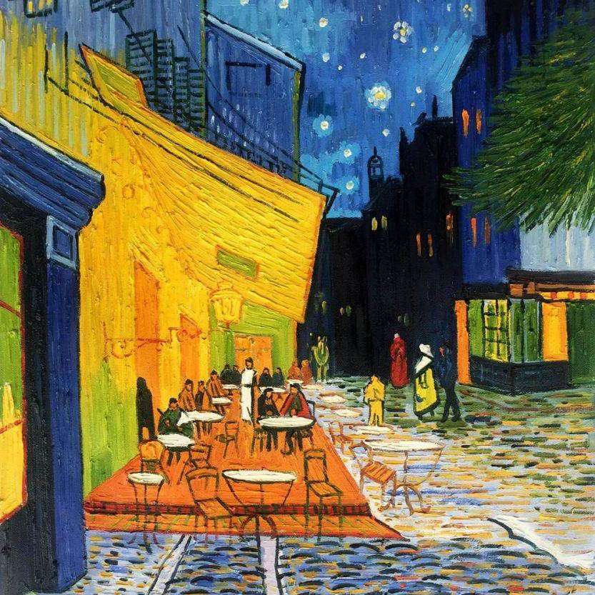 Kavárna terasa v noci puzzle online z fotografie