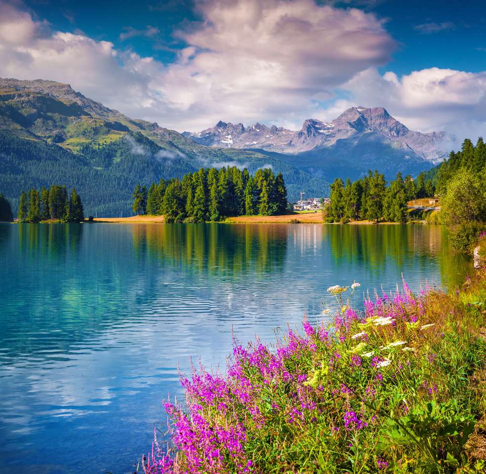 Lago Champerersee, Alpes puzzle online a partir de fotografia
