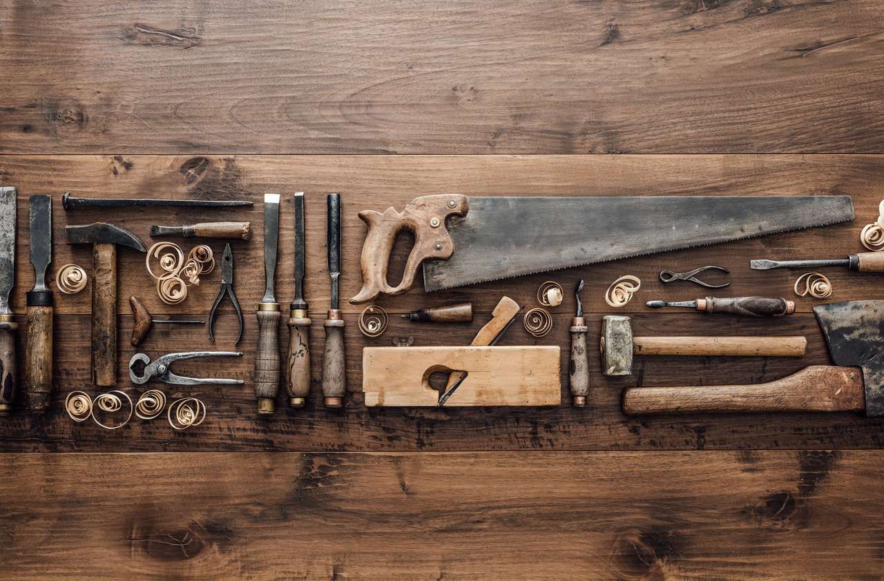 Woodworking tools puzzle from photo
