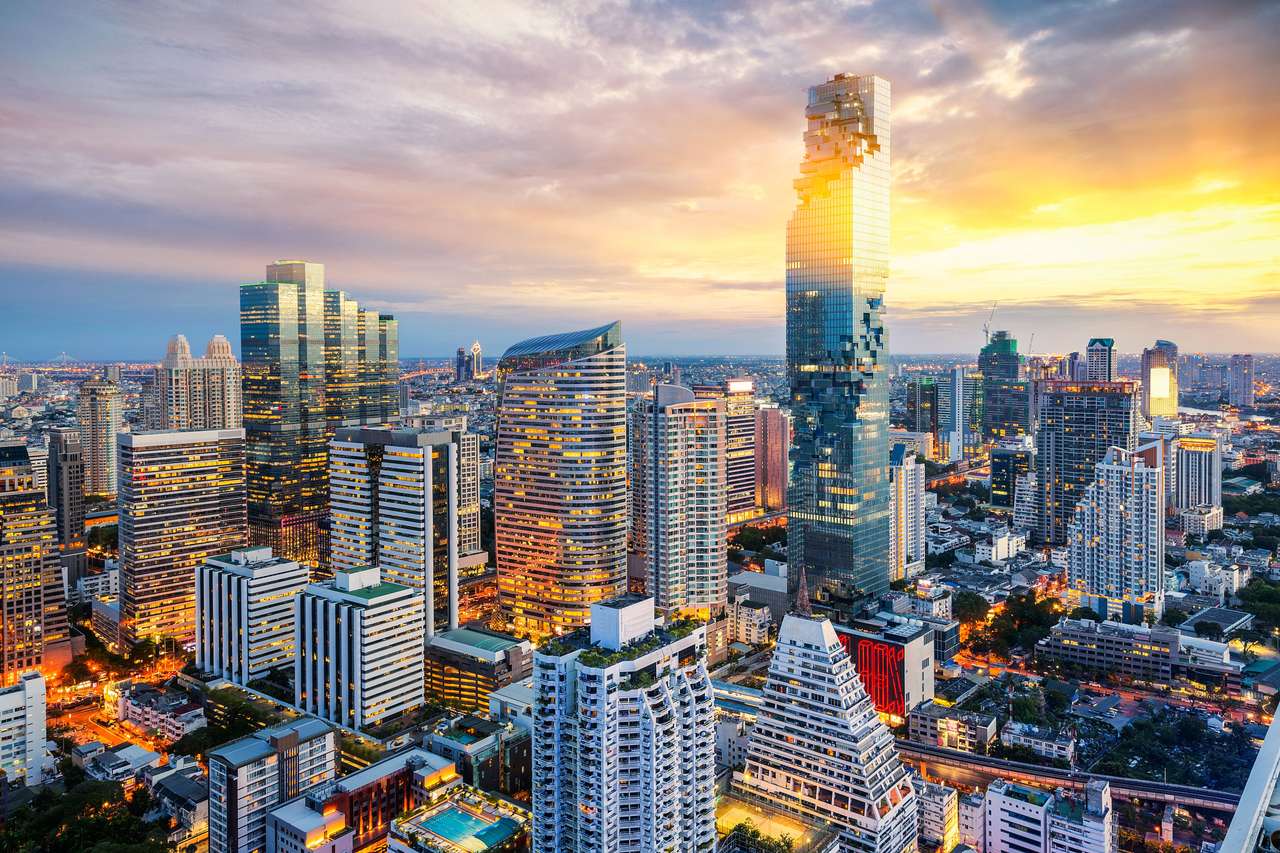 Bangkok-Stadt bei Sonnenuntergang Online-Puzzle
