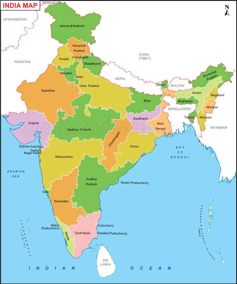 India térképe kirakós játék