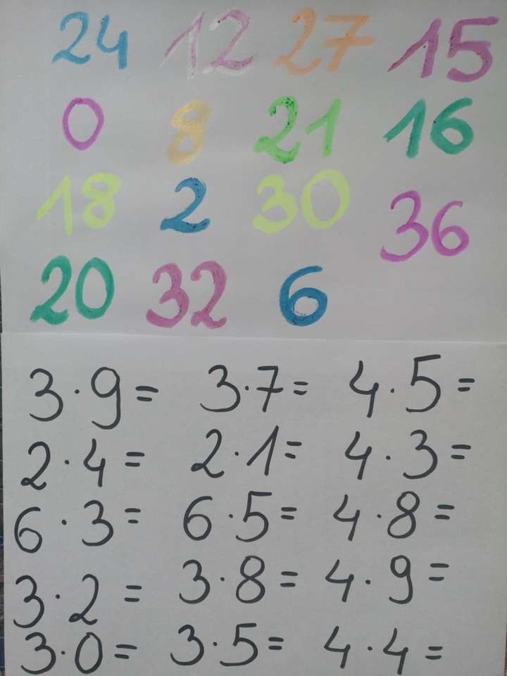 Mathematics table puzzle online from photo