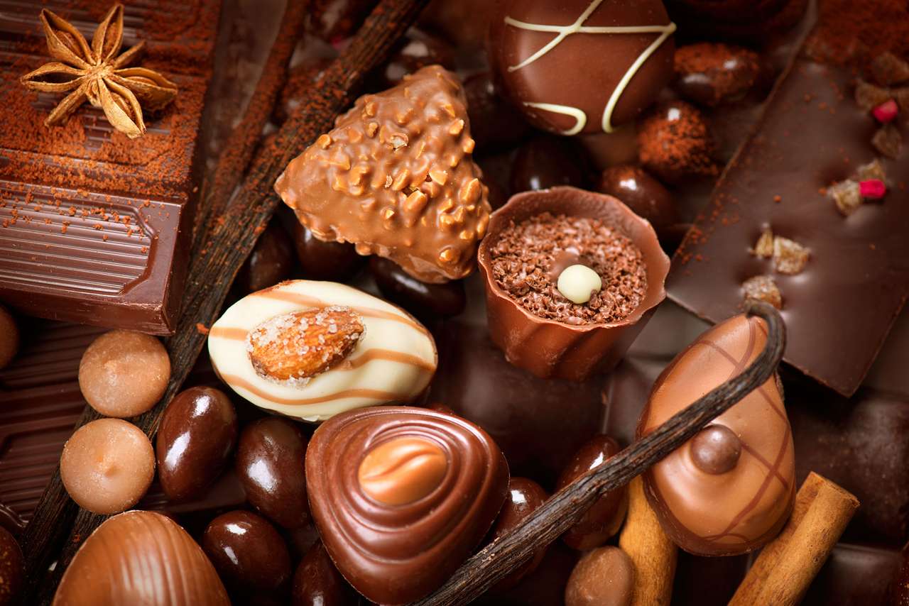 Dulces de chocolate pralino puzzle online a partir de foto