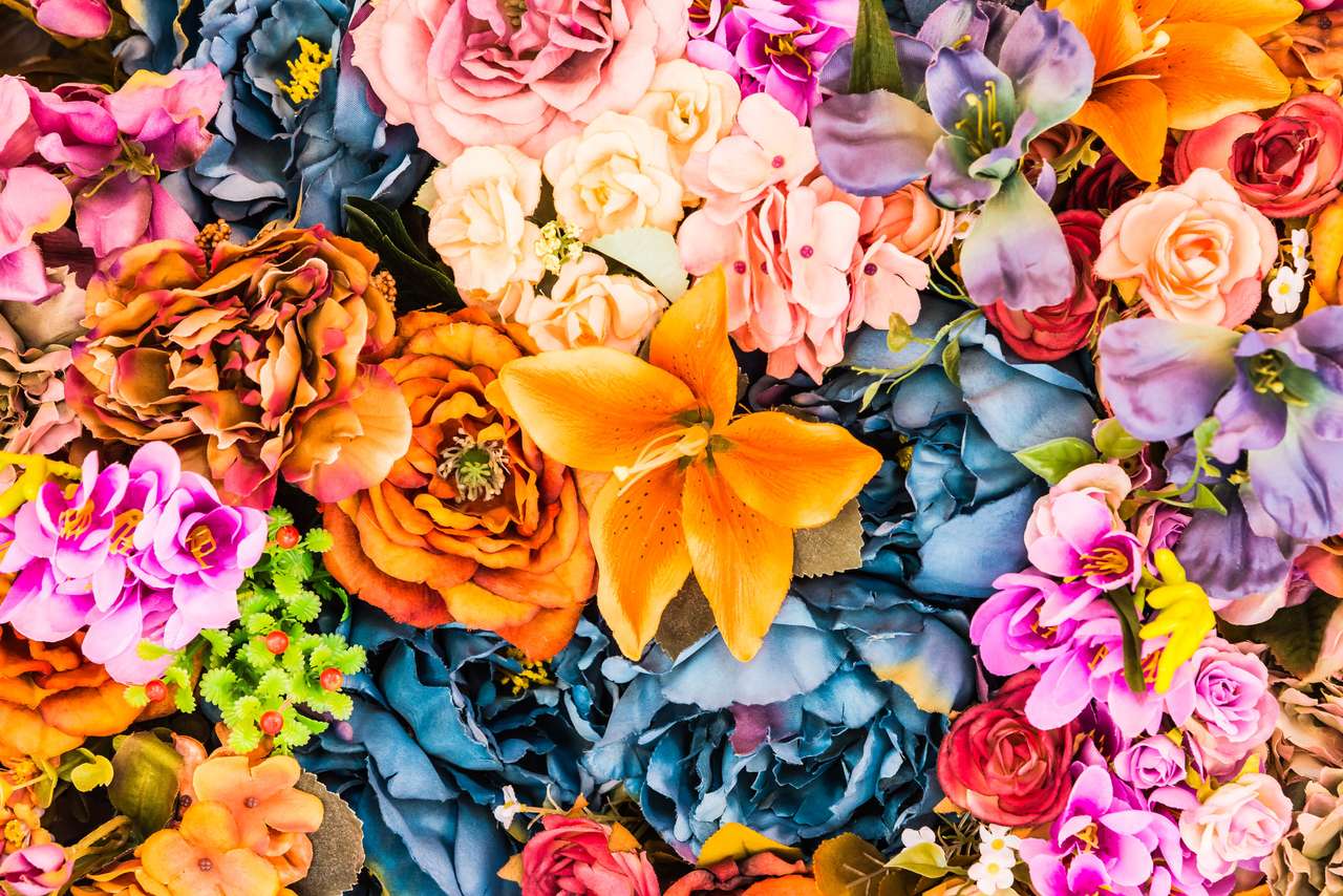 Vackra blommor bakgrund Pussel online