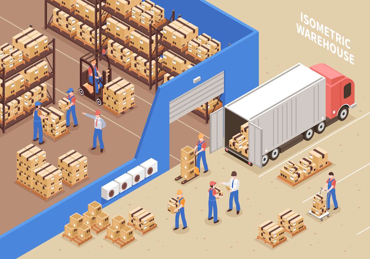 Logistics and warehouse puzzle from photo