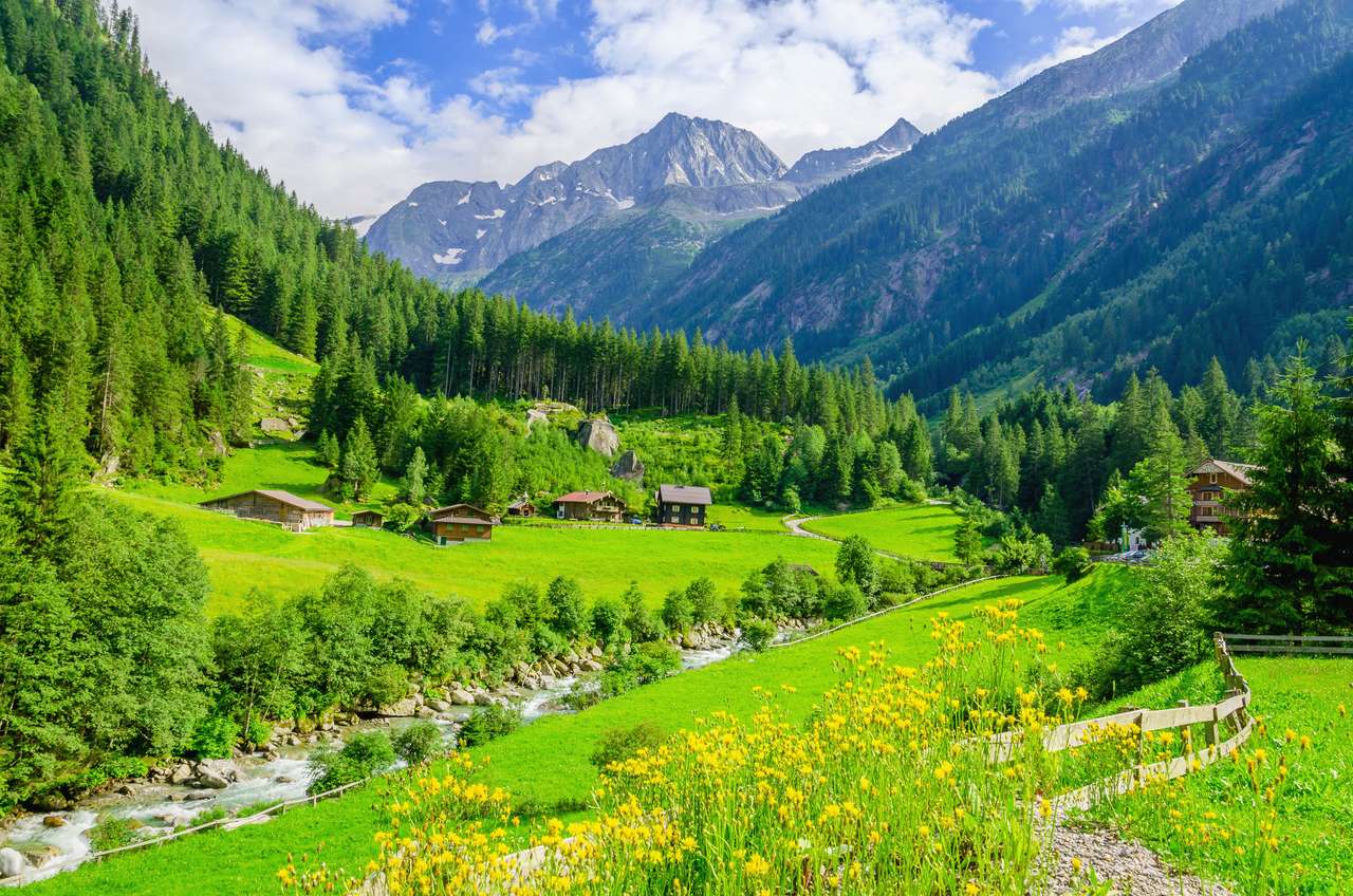 Красив алпийски пейзаж онлайн пъзел от снимка