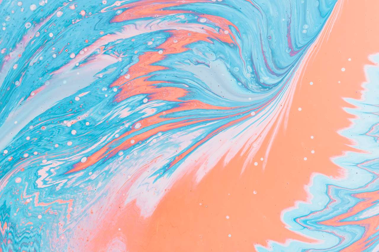 Abstrakt blå rosa pussel online från foto