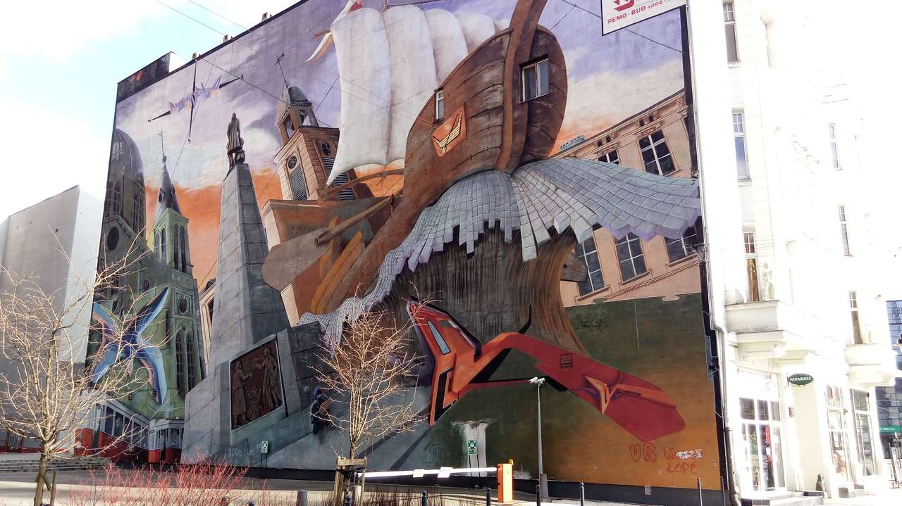 Muurschildering - Łódź puzzel online van foto
