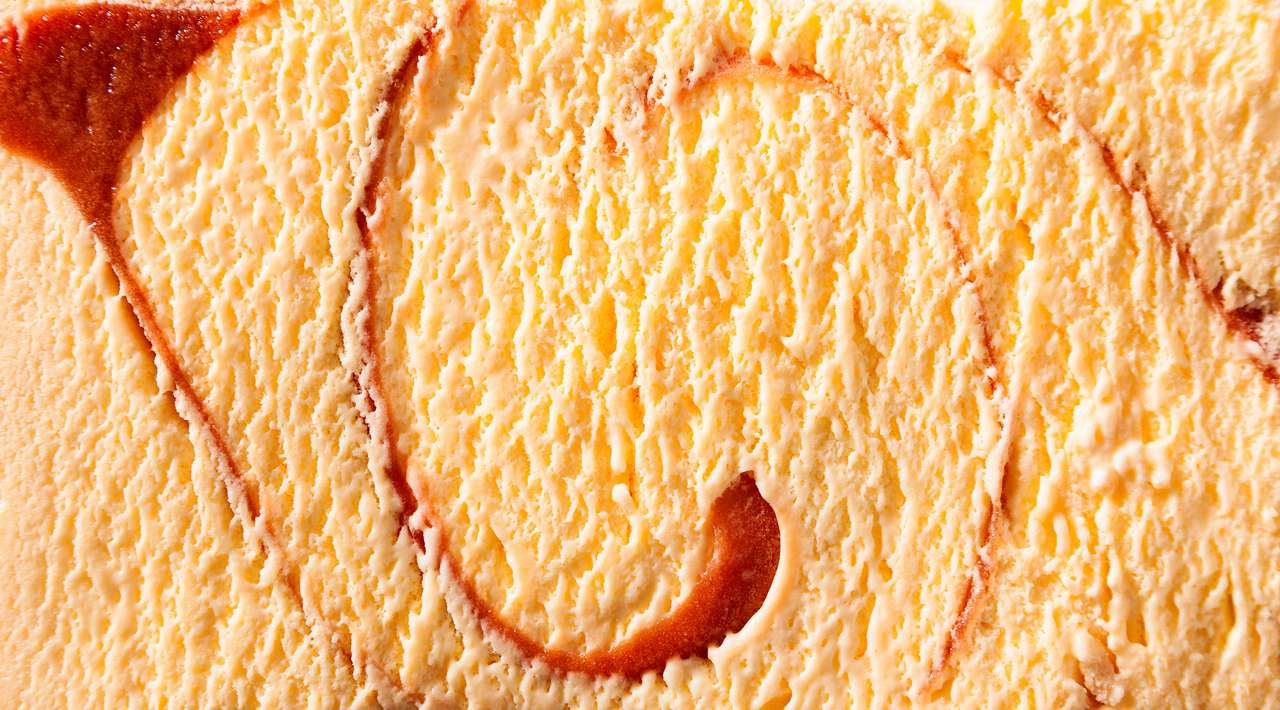 Delicious creamy caramel flavor ice cream puzzle online from photo