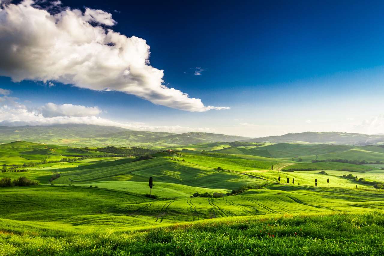Vacker utsikt över den gröna dalen Pussel online