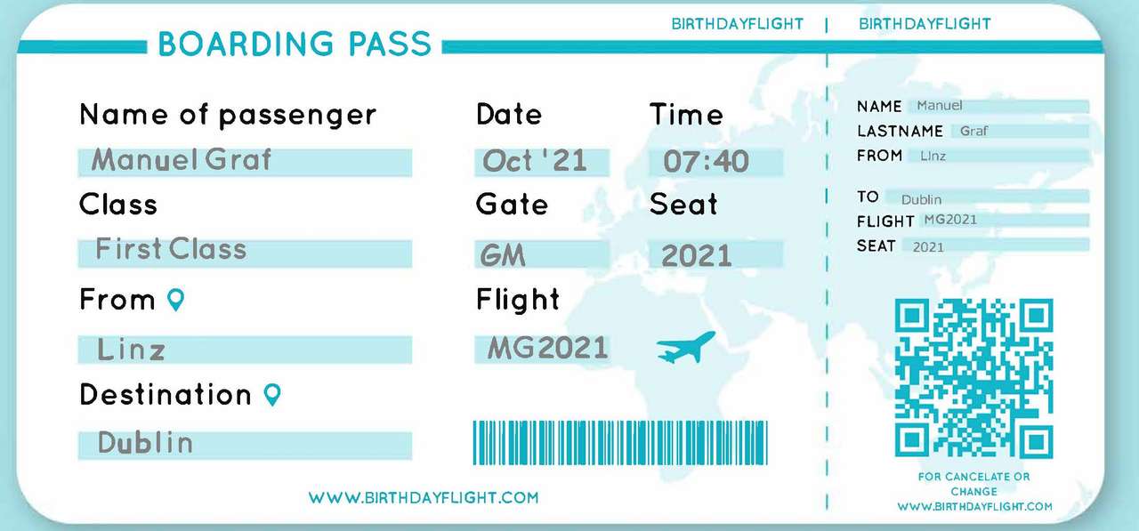 Boardingpass puzzle online from photo