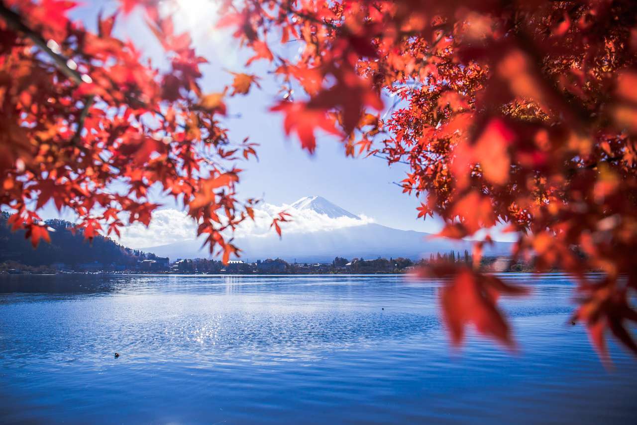 Lake Kawaguchiko and Mount Fuji puzzle online from photo