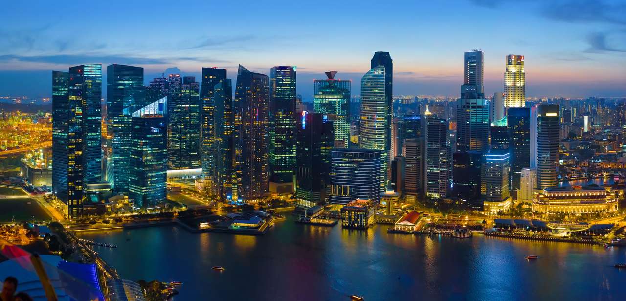 Singapur centrální čtvrť v noci puzzle online z fotografie