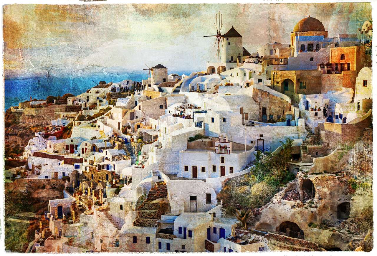 Pintura de Santorini puzzle online a partir de fotografia