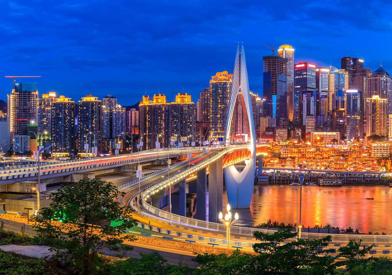 Chongqing in der Nacht. Online-Puzzle vom Foto
