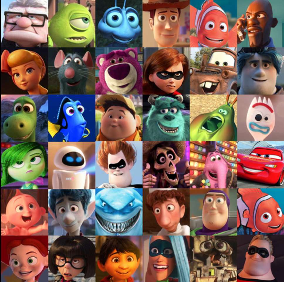 Pixar characters puzzle online from photo