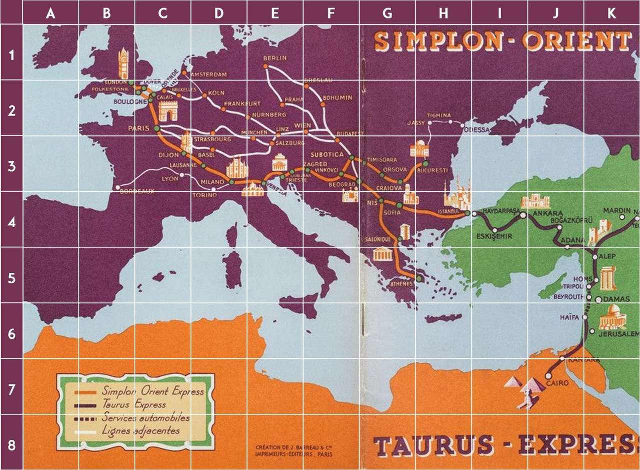 Orient Express Map puzzle online from photo