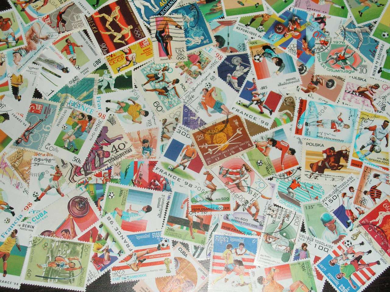 Athletic stamps puzzle online from photo