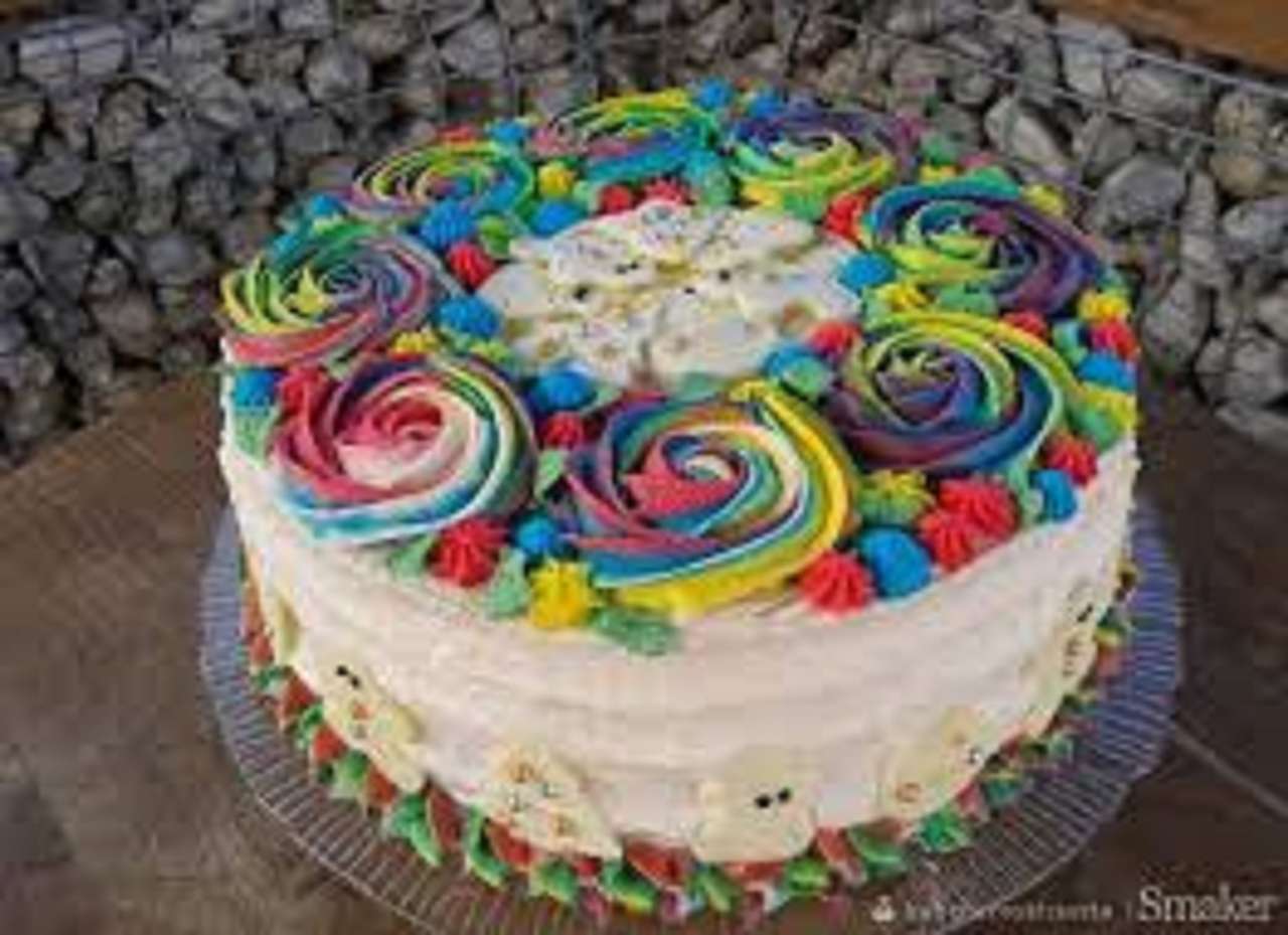 regenboogcake puzzel online van foto