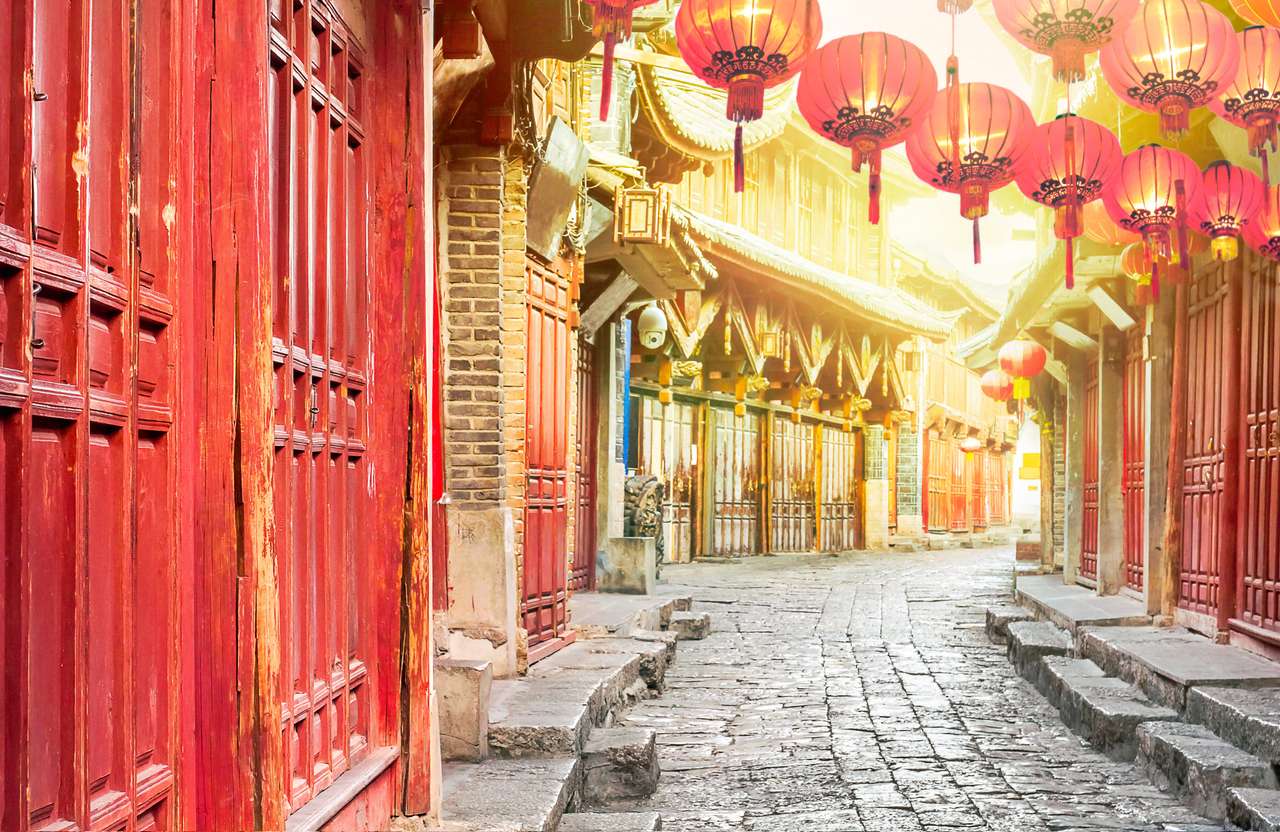 Chinese old town in the morning online puzzle