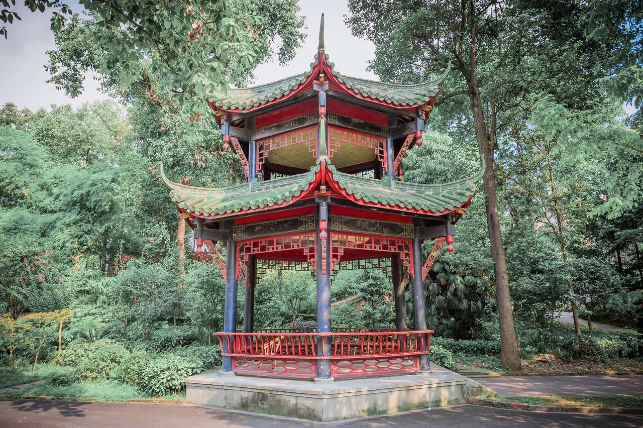 Chinese pavilion in a park online puzzle