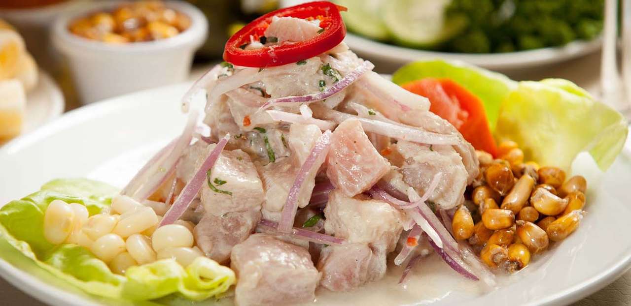 Ceviche dish banner. puzzle online from photo
