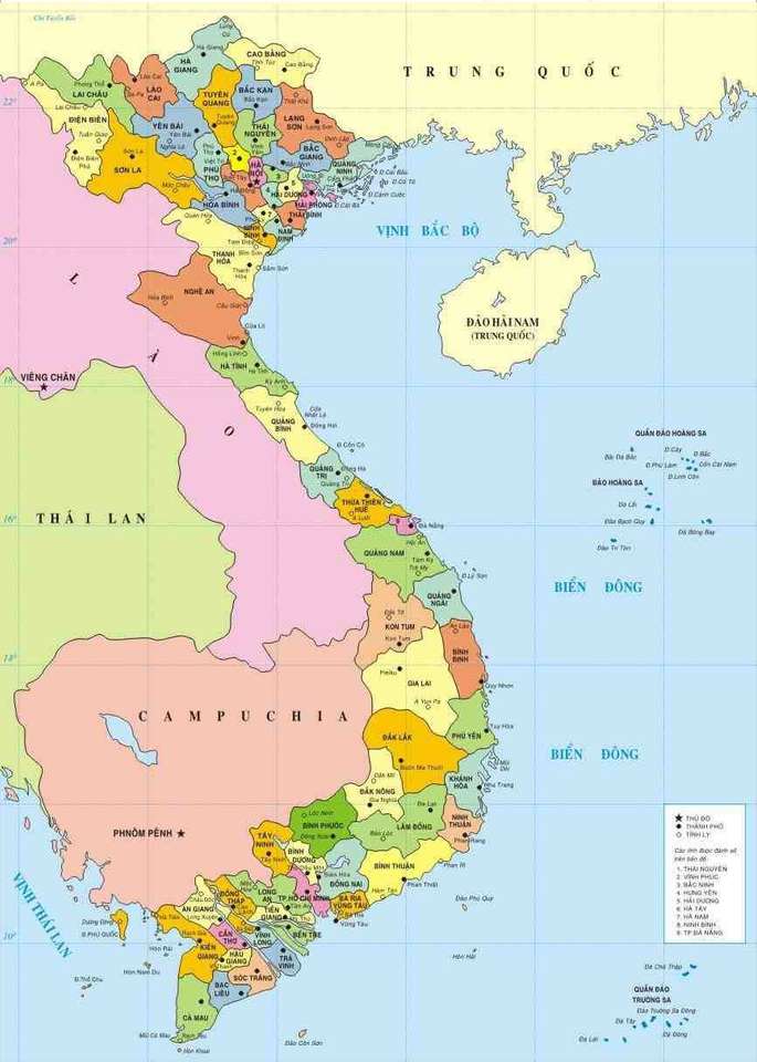 Harta Vietnam. puzzle online din fotografie