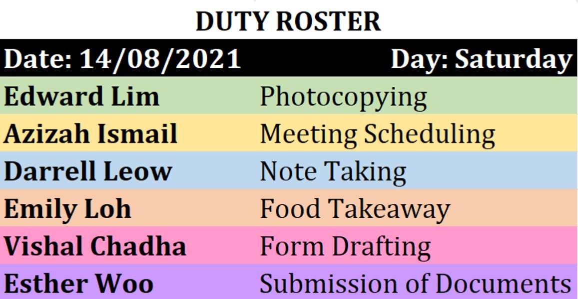 NUS iCARE Duty Roster puzzle online from photo