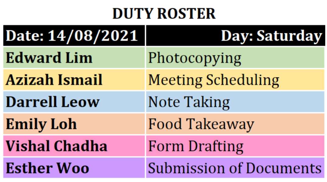 NUS iCARE Duty Roster Revised online puzzle