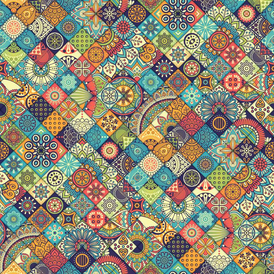 Ethnic floral seamless pattern online puzzle