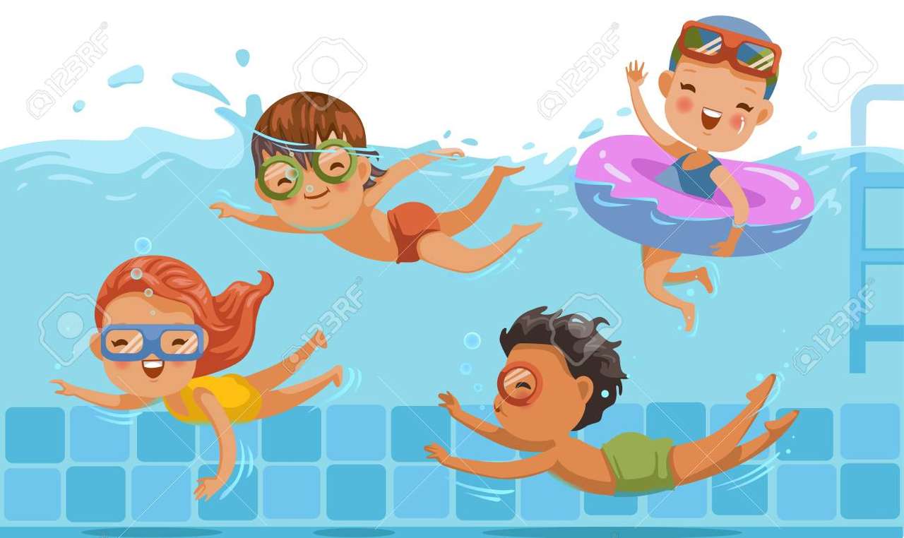 Zwemmende kinderen online puzzel