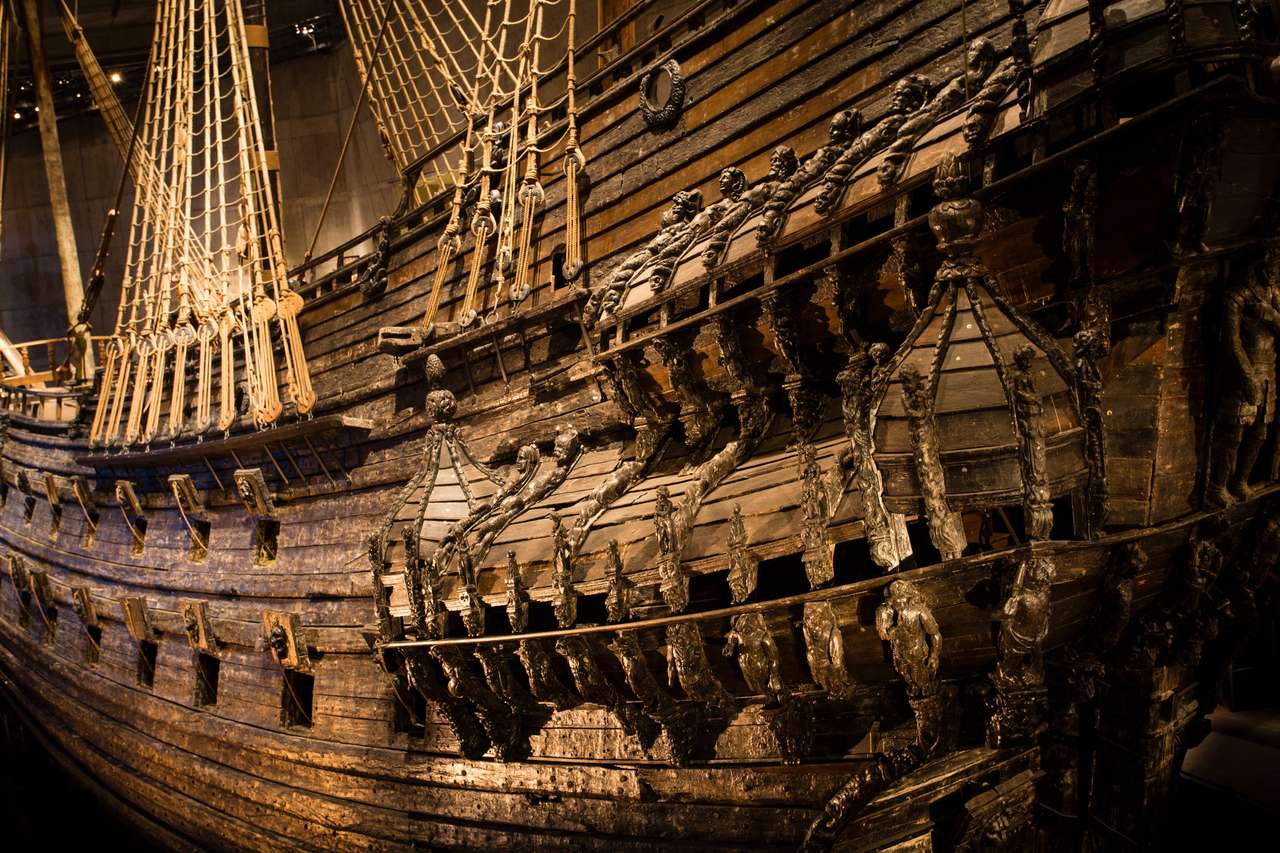 Marine schip vasa die gecabseerd en zonk in Stockholm in 1628 puzzel online van foto
