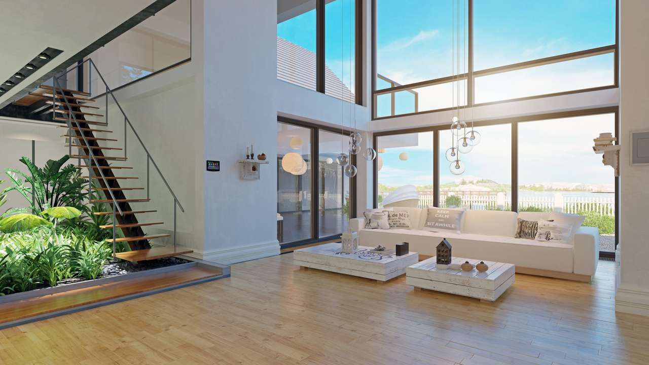 Moderní dům interiérový design puzzle online z fotografie
