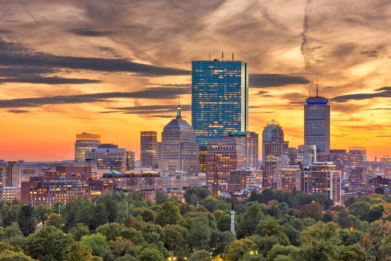 Бостън, Масачузетс, САЩ в центъра на града онлайн пъзел от снимка