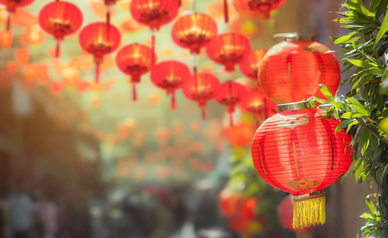 Chinese new year lanterns in china town puzzle online from photo