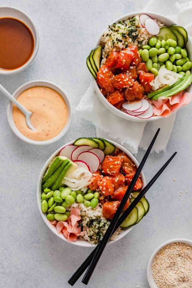 Salmon Poke Bowl puzzle online from photo