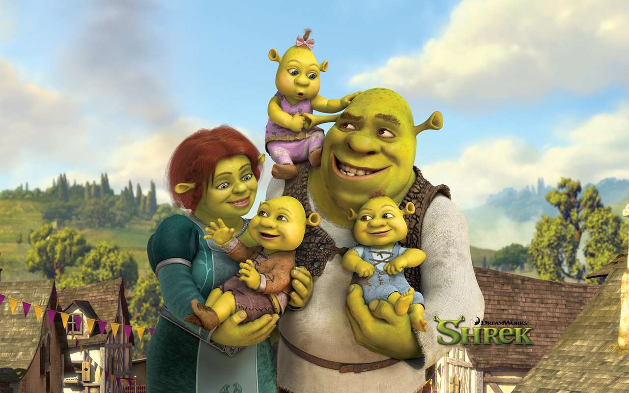 Shrek Familie. Online-Puzzle vom Foto