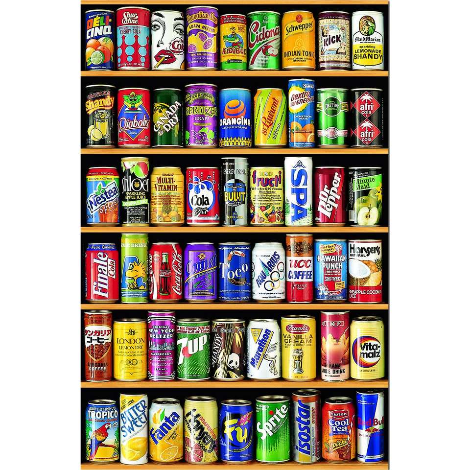 Prateleiras latas. puzzle online a partir de fotografia