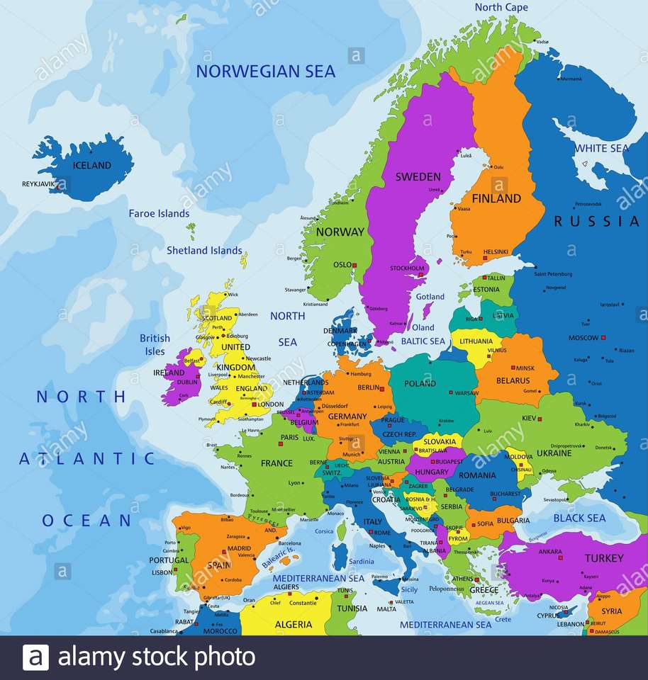 Политическая карта Европы - ePuzzle фотоголоволомка