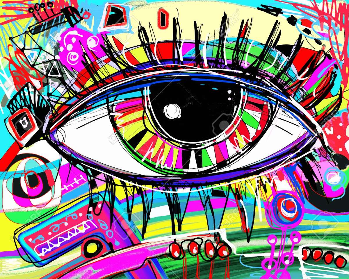 Moderne kunst: kleurrijk oog :) puzzel