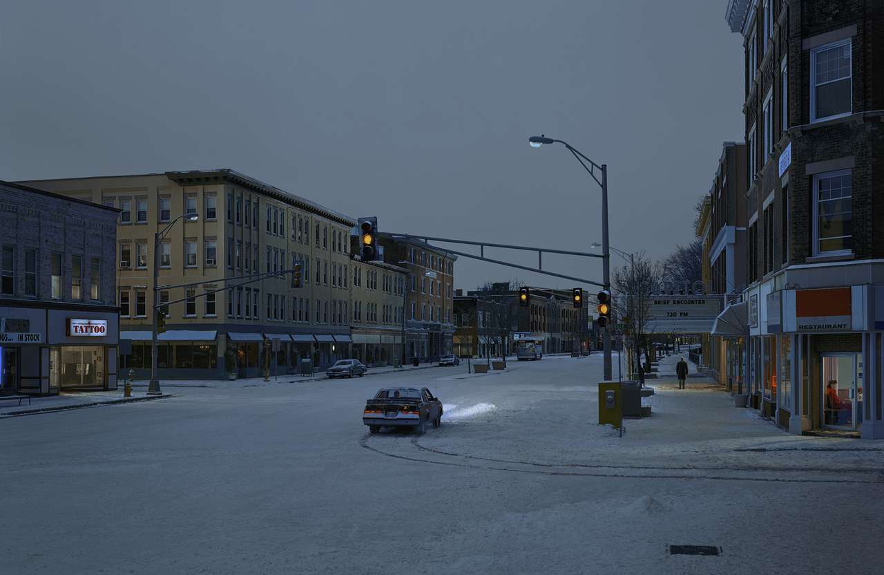 град през зимата онлайн пъзел от снимка
