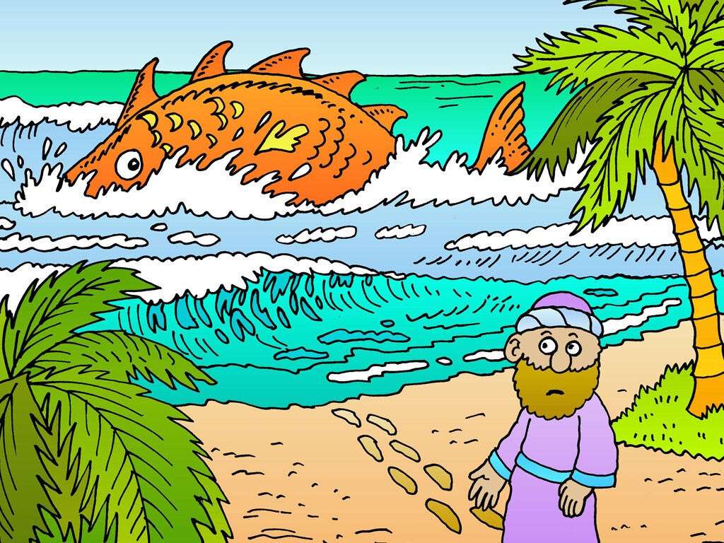 Yunus keluar dari ikan besar dan menuju ke niniwewe онлайн пъзел