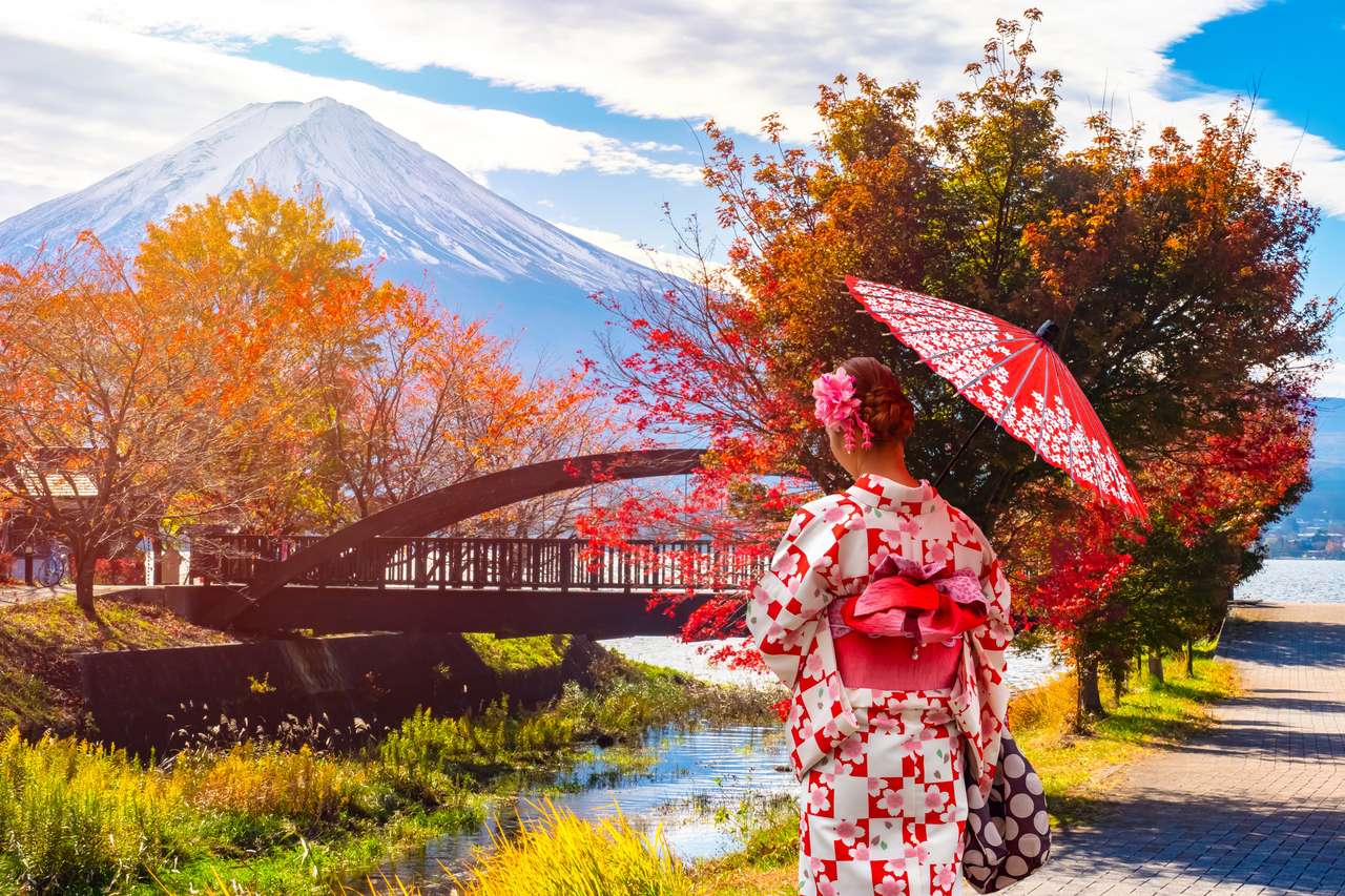 Séta a kawaguchiko mentén puzzle online fotóról