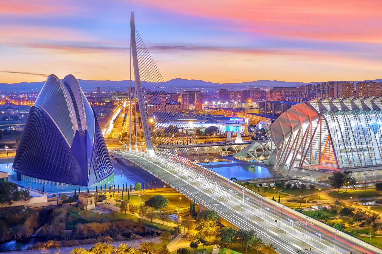 Valencia Vedere aeriană. Orașul modern de arte și științe puzzle online