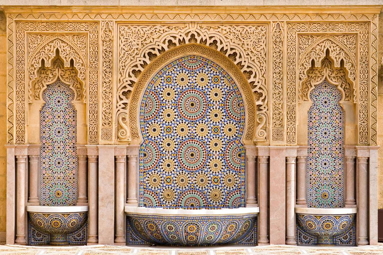 kaklad fontän i staden Rabat pussel online från foto