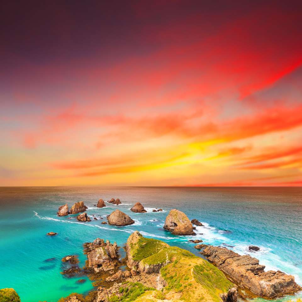 Nugget point Coastal view at sunset online puzzle