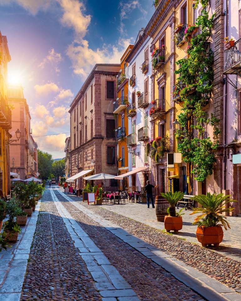 The village of Bosa with colored houses online puzzle