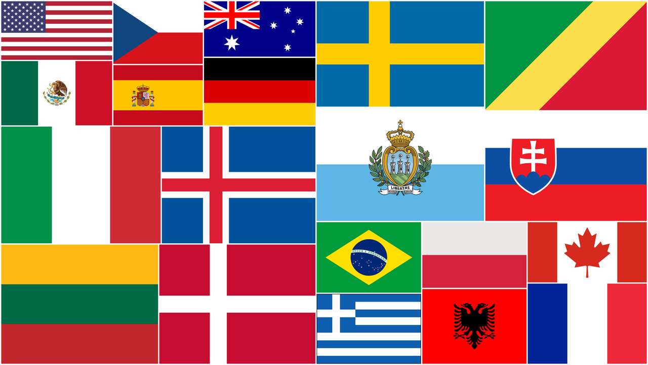 Държавни знамена онлайн пъзел от снимка