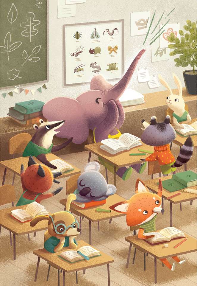 Animals in school puzzle online from photo