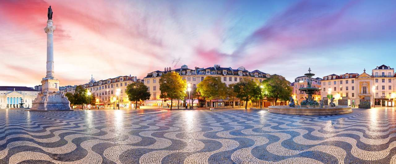 Πανόραμα της Λισαβόνας στην πλατεία Rossio, Πορτογαλία παζλ online από φωτογραφία